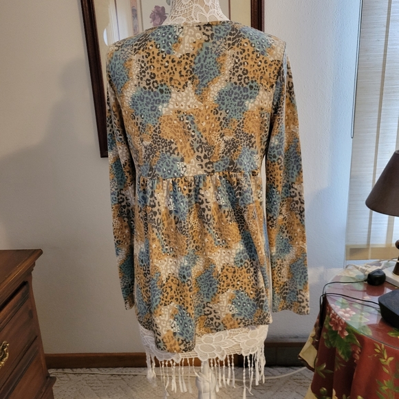 Ces Femme animal print v-neck baby doll sweater - Picture 4 of 6